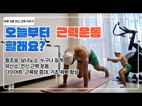 왕초보도 땀샘 폭발! 남녀노소 누구나 쌉가능한 5분 전신 근력 타바타 #calisthenics #다이어트운동 #전신근력운동 #전신운동 #슬로우버피 #코어운동 초급 전신근력 코어운동