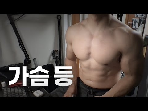 홈트 4년차 헬린이 / 쇠질 ASMR 운동 방송 / 가슴, 등 8/8
